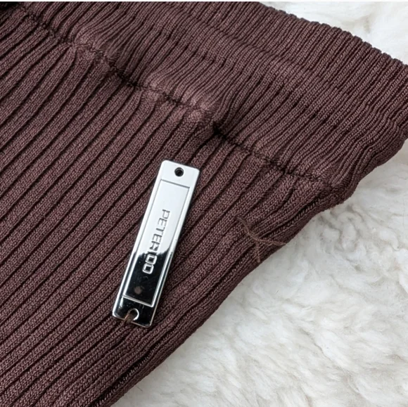 China Peter Do Brown Flared Ribbed Pants small - Picture 12 of 16